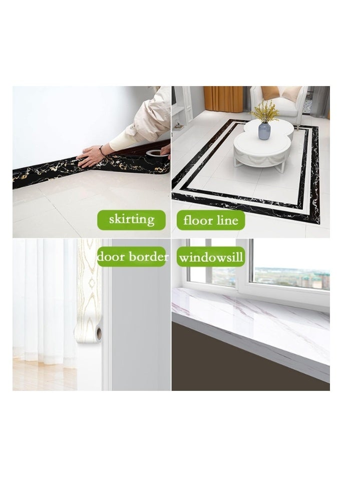 43℃ لفة واحدة من ملصقات الحواف ذاتية اللصق، ورق لاصق لامع بنقشة الرخام، مناسب لغرف المعيشة والمطابخ وغرف النوم والحمامات، مقاس 10 سم × 5 م - Image 5